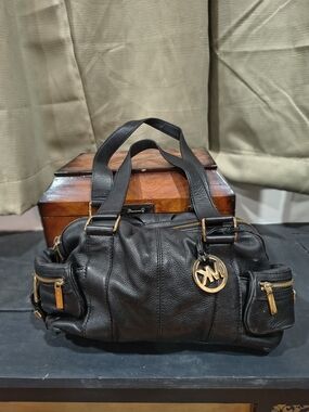 Michael Kors Black Pebbled Leather Satchel Bag